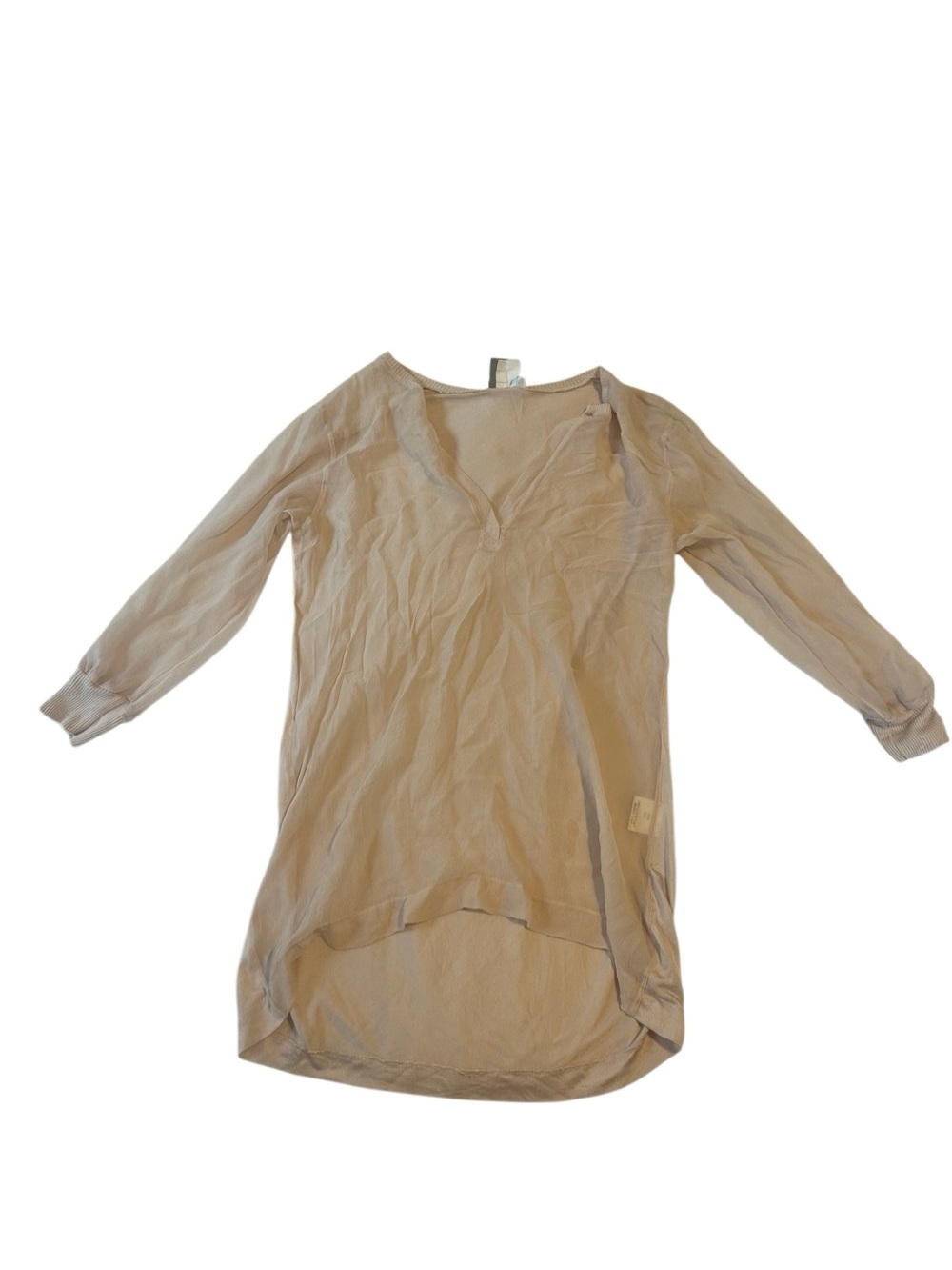 Italy designer KRISTENSEN DU NORD V-Neck Silk Tunic in Light cream